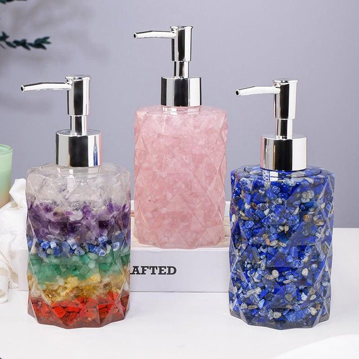 crystal stone press top dispenser bottle