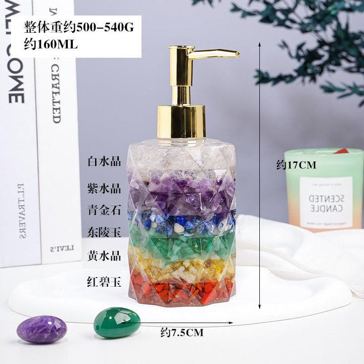 size of crystal stone press top dispenser bottle