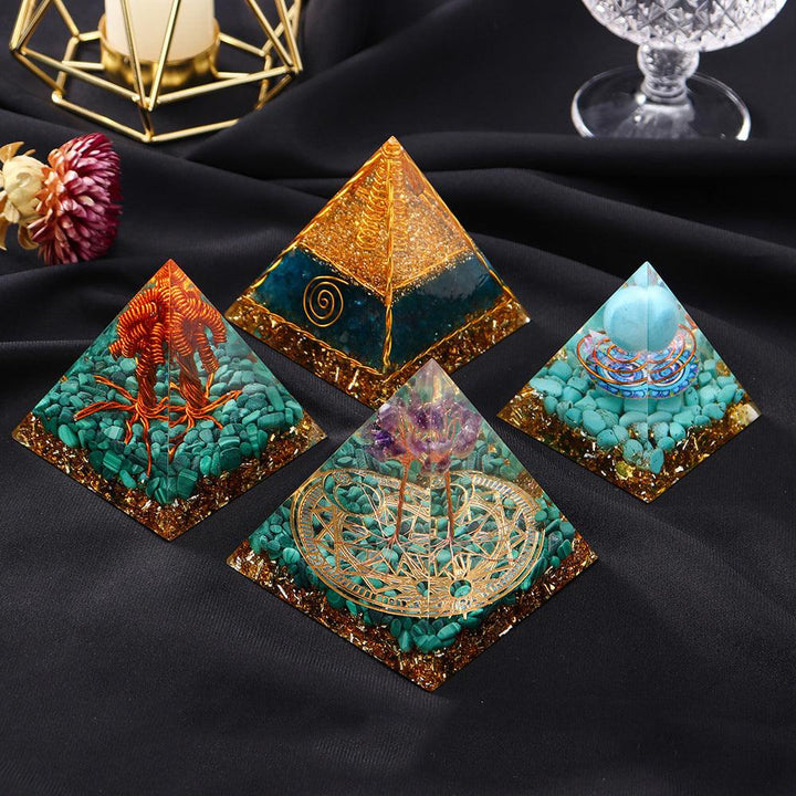 crystal tower pyramid ornament resin energy ornament on the table