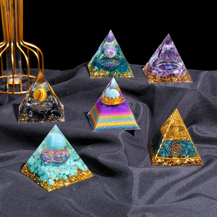 crystal tower pyramid ornament resin energy ornament on the table