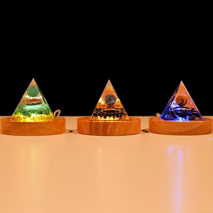 crystal tower pyramid ornament resin energy ornament on the table