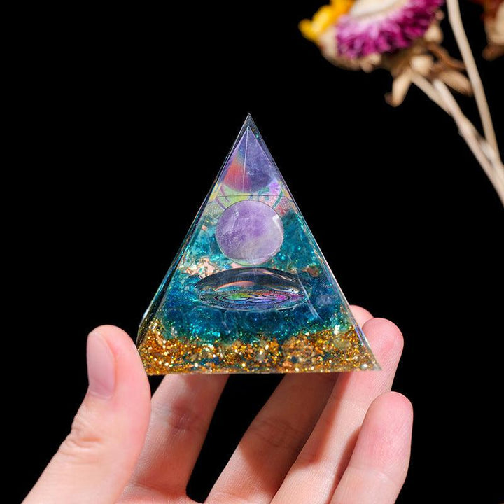 crystal tower pyramid ornament resin energy ornament on the table