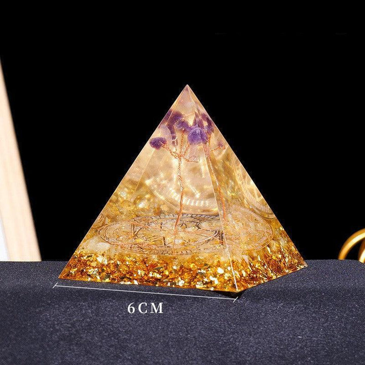 details of crystal tower pyramid ornament resin energy ornament