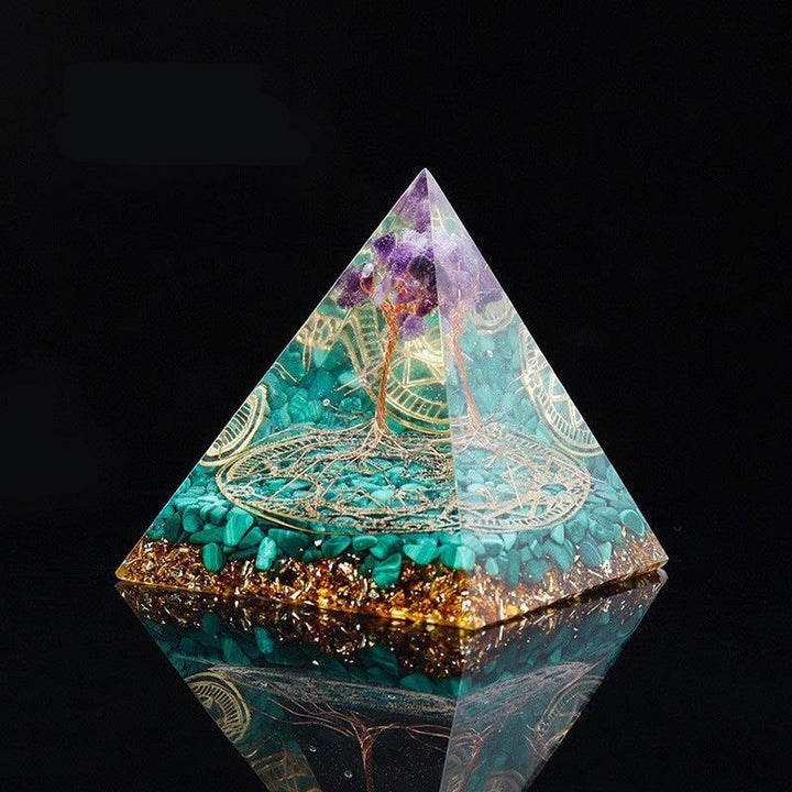 details of crystal tower pyramid ornament resin energy ornament