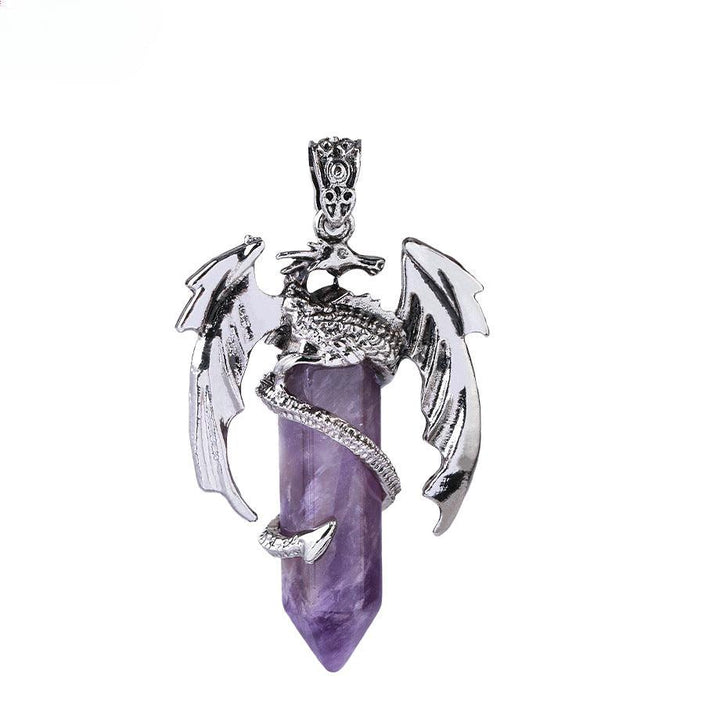 details of dragon shaped crystal stone pendant spirit pendulum pendant