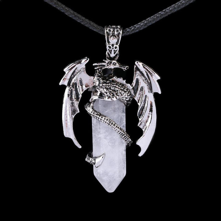 details of dragon shaped crystal stone pendant spirit pendulum pendant