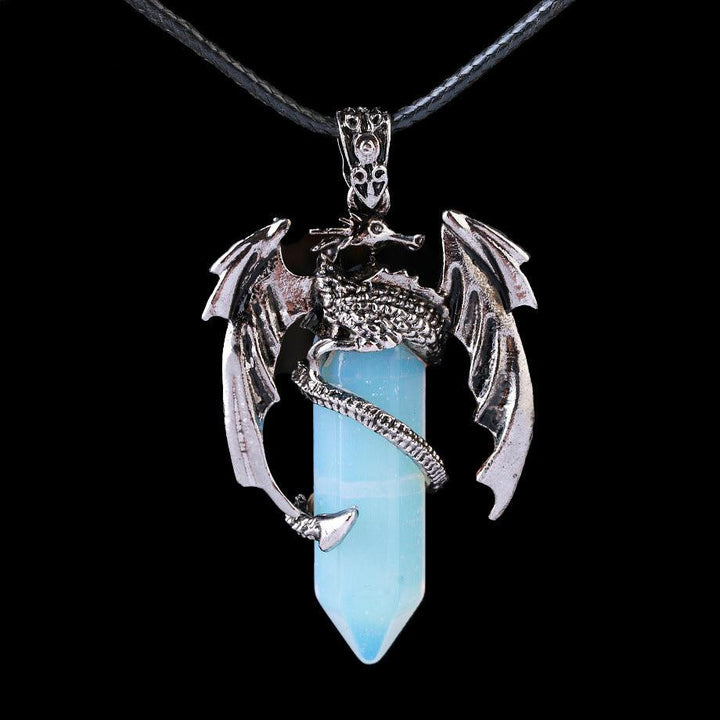 details of dragon shaped crystal stone pendant spirit pendulum pendant