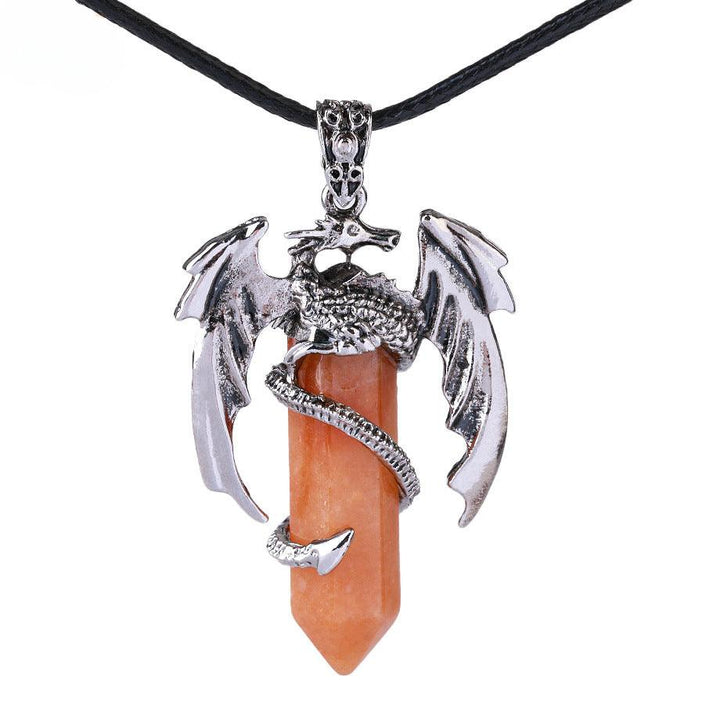 details of dragon shaped crystal stone pendant spirit pendulum pendant