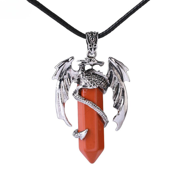 details of dragon shaped crystal stone pendant spirit pendulum pendant