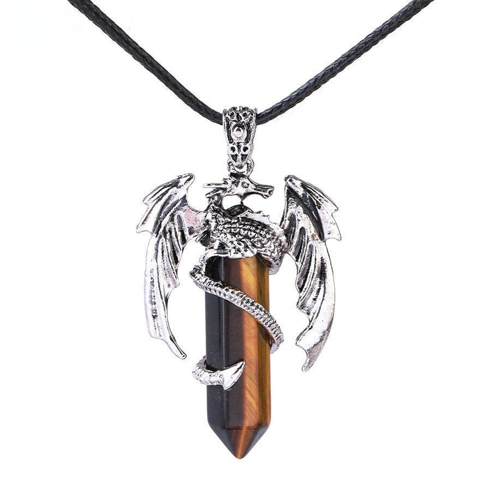 details of dragon shaped crystal stone pendant spirit pendulum pendant