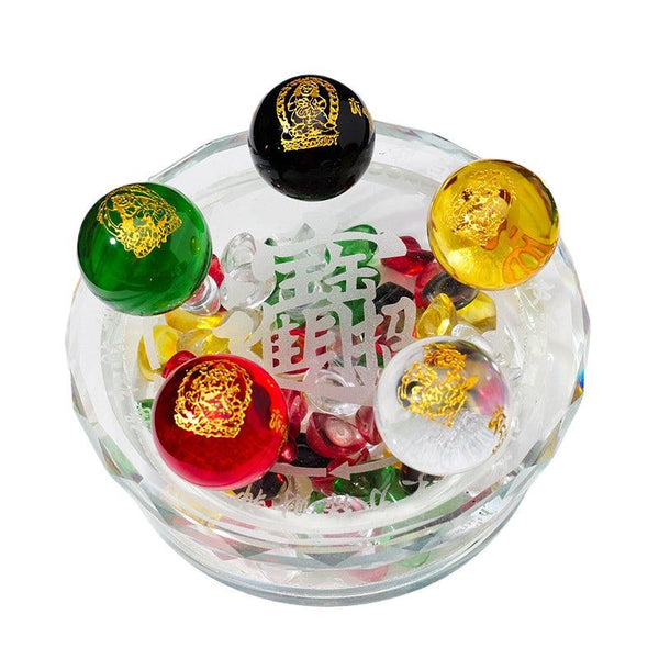 five way wealth god crystal sphere set