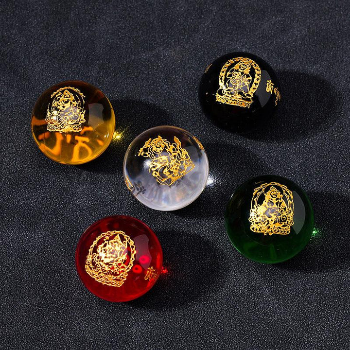 five way wealth god crystal sphere set