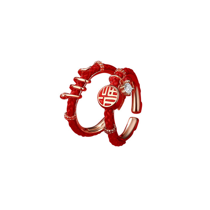 fu character snake shape year of the snake harmony ring