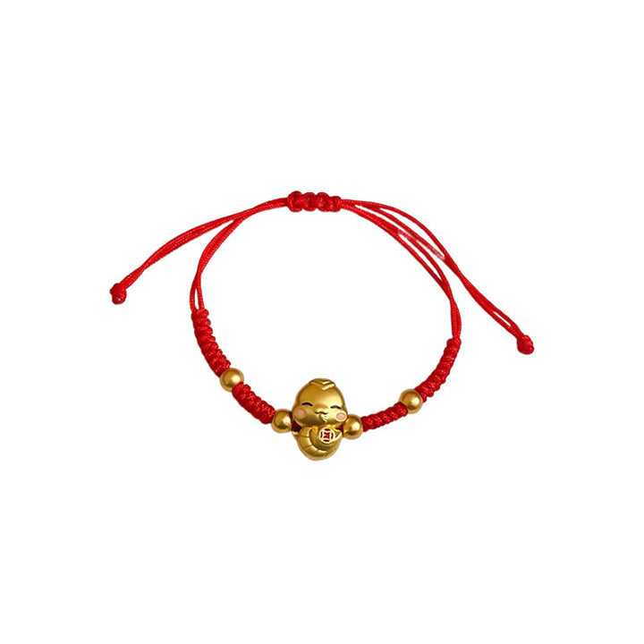 fu character year of the snake red string luck and peace bracelet