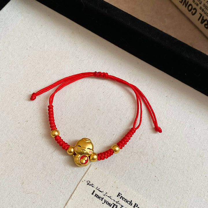 fu character year of the snake red string luck and peace bracelet