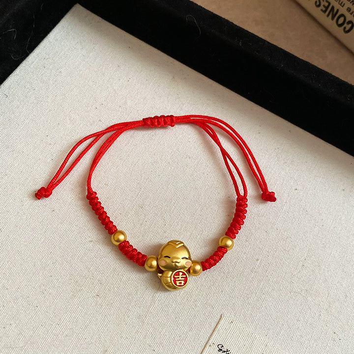 fu character year of the snake red string luck and peace bracelet