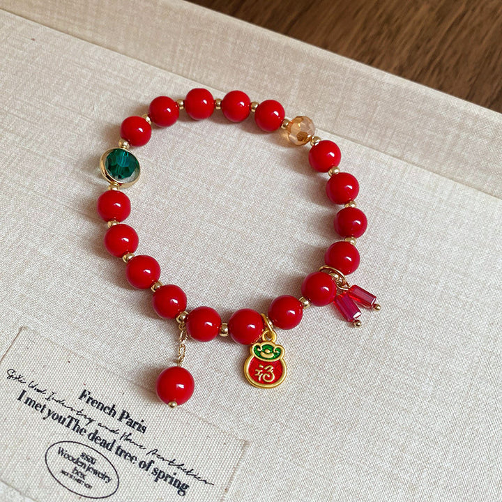 fu character year of the snake red string luck and peace bracelet