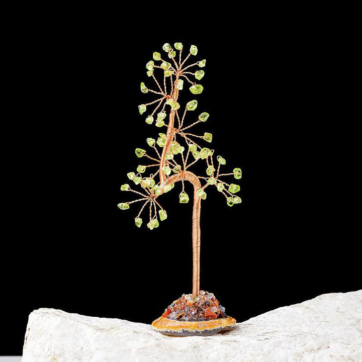 peridot geometric trunk shaped crystal bonsai tree