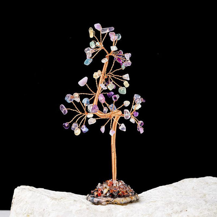 rainbow fluorite geometric trunk shaped crystal bonsai tree