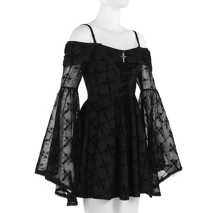 goth black velvet off shoulder sleeveless dress