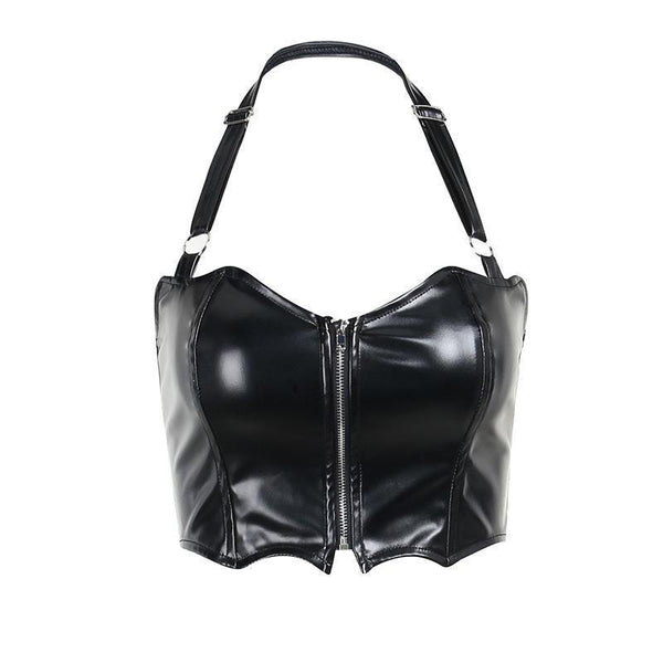 a gothic bat shape pu leather sexy sleeveless top vest