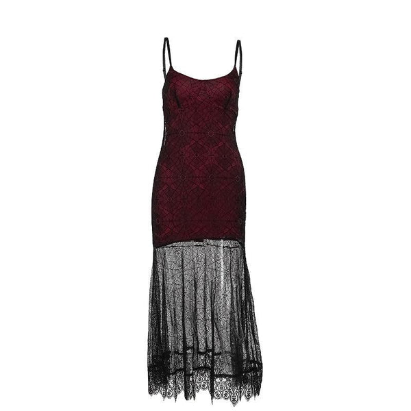 a gothic black and red punk lace dress