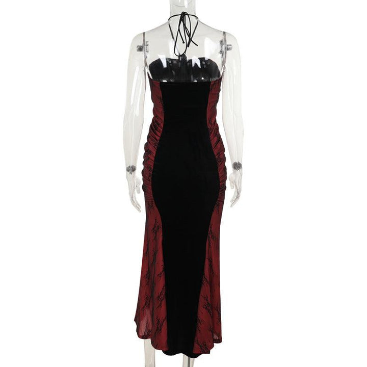 gothic black and red sexy fitted mermaid hem dress