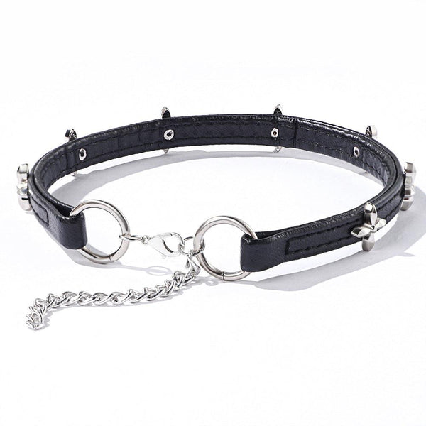 a black gothic cross leather choker