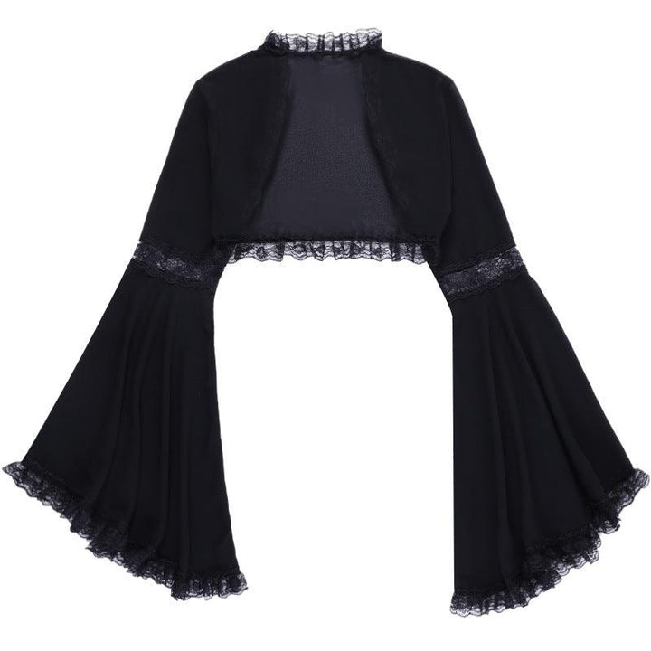 a gothic lace flared long sleeve casual black shawl