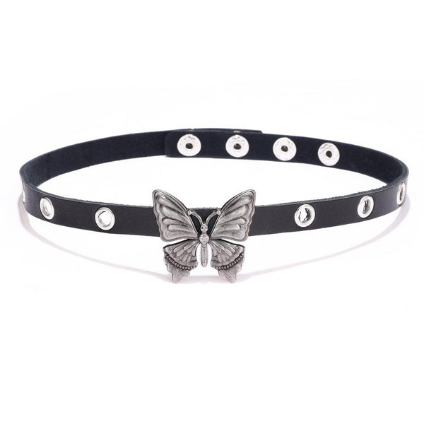 a single gothic butterfly pu leather women choker