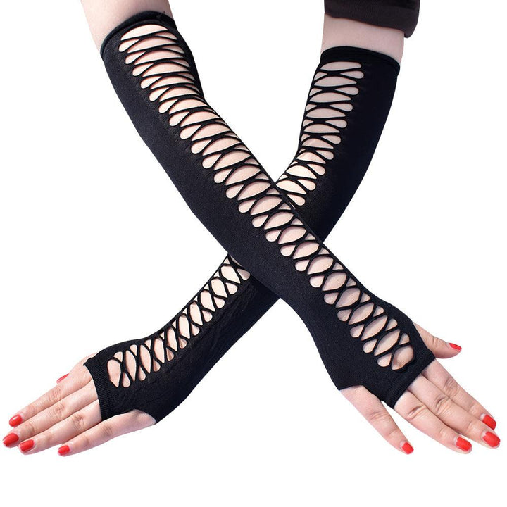 gothic vintage party ragged cutout mesh stretch gloves