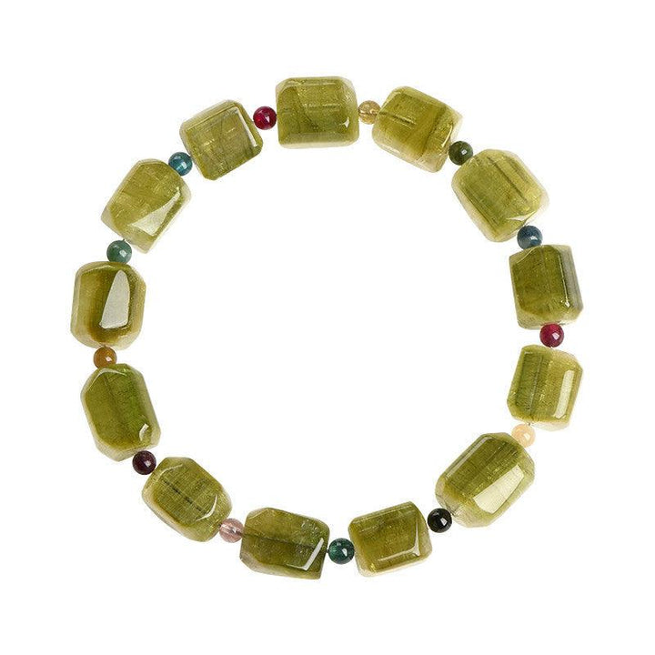 green tourmaline cube shaped crystal bracelet