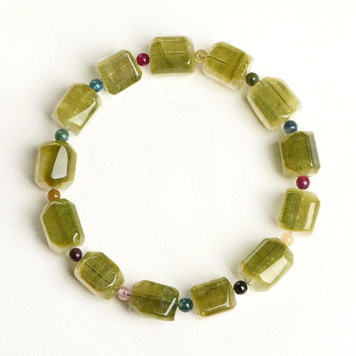 green tourmaline cube shaped crystal bracelet