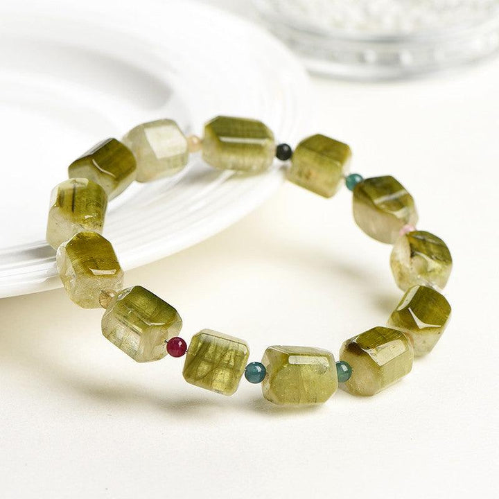 green tourmaline cube shaped crystal bracelet