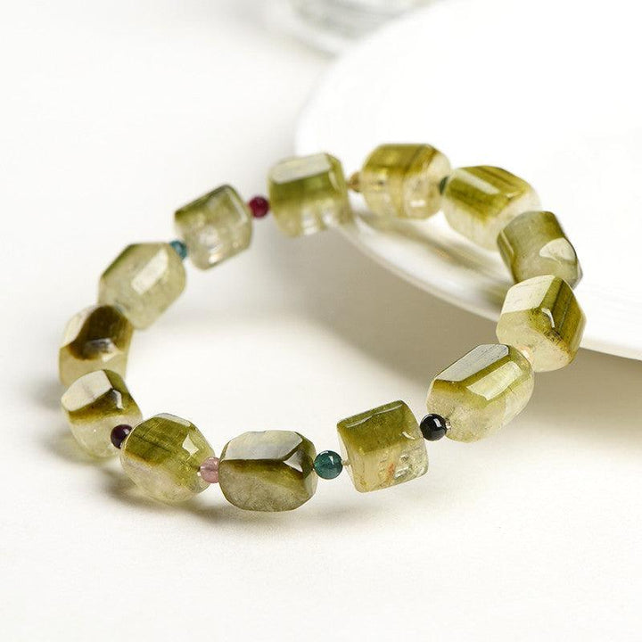 green tourmaline cube shaped crystal bracelet