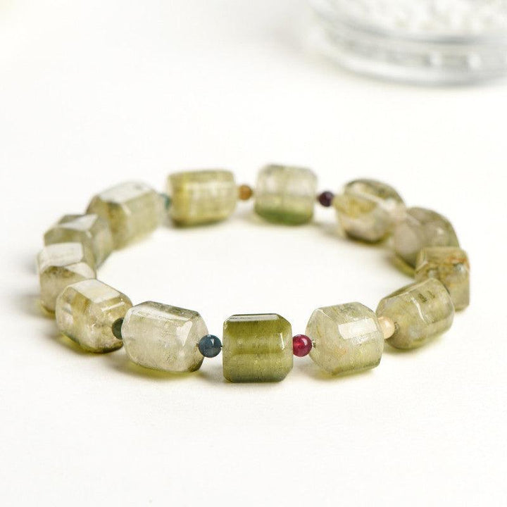 green tourmaline cube shaped crystal bracelet