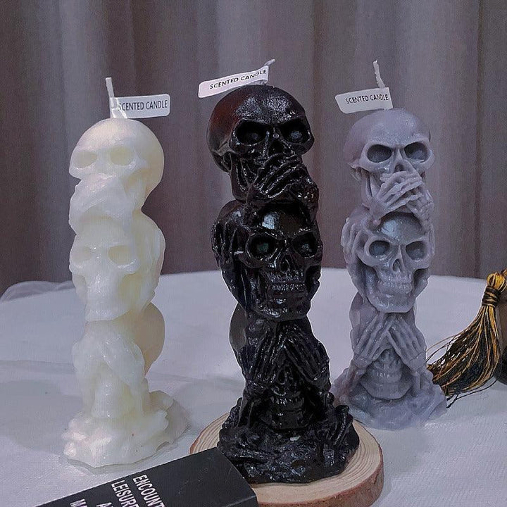 halloween gothic skull aromatherapy scented candles on the table