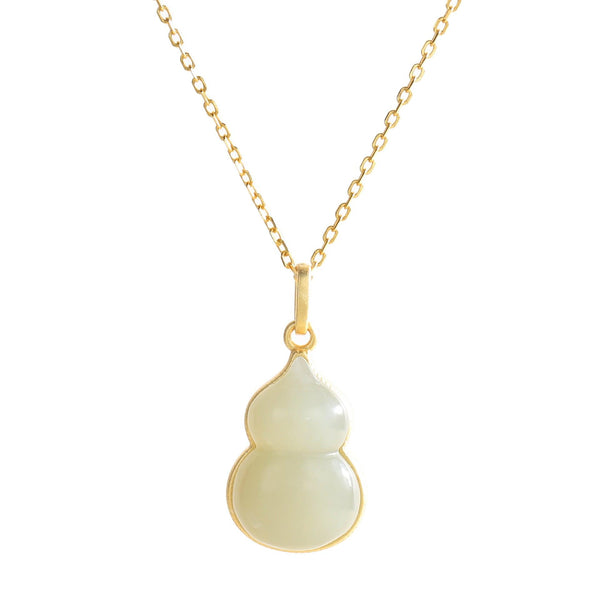 hetian green jade gourd pendant natural jade silver necklaces