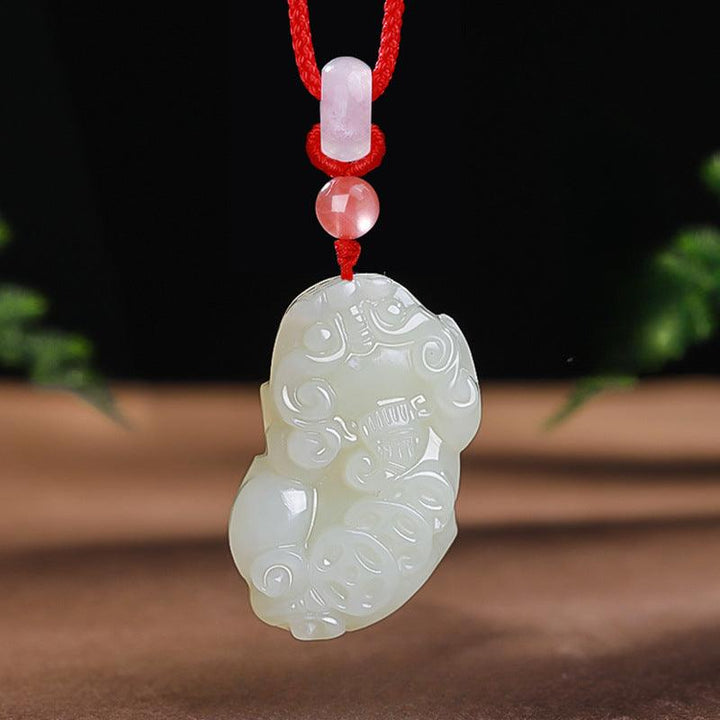 details of hetian jade money pixiu pendant natural jade couple necklace