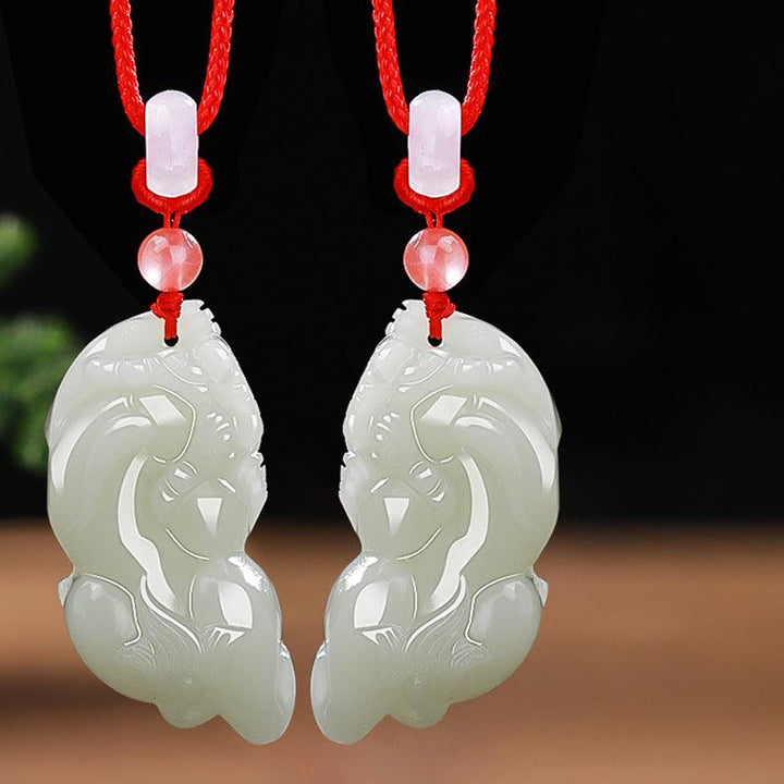 details of hetian jade money pixiu pendant natural jade couple necklace