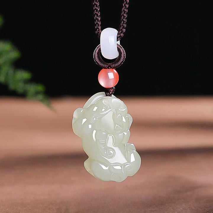 details of hetian jade money pixiu pendant natural jade couple necklace