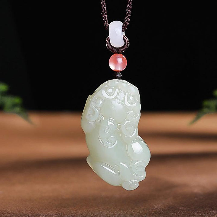 details of hetian jade money pixiu pendant natural jade couple necklace