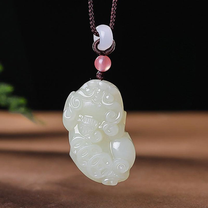 details of hetian jade money pixiu pendant natural jade couple necklace