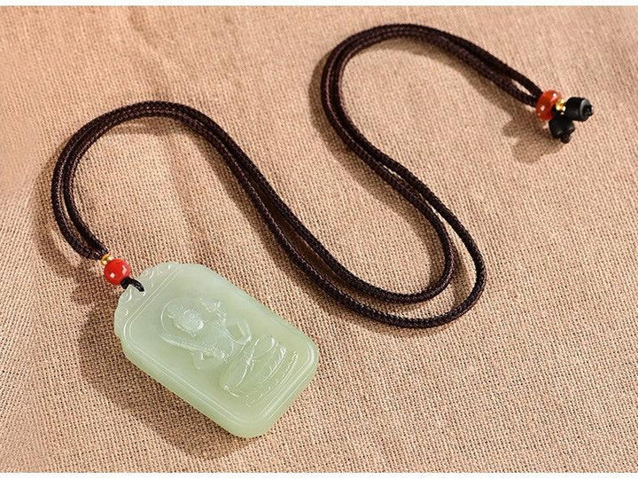 details of hetian jade pendant buddha of the chinese zodiac necklace