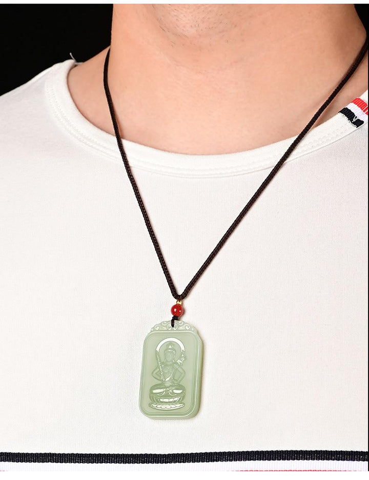 details of hetian jade pendant buddha of the chinese zodiac necklace