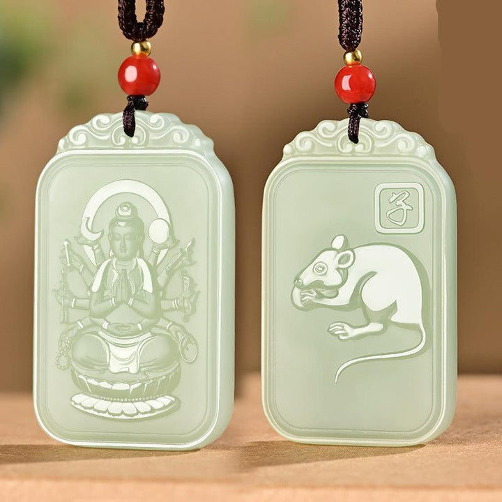 details of hetian jade pendant buddha of the chinese zodiac necklace