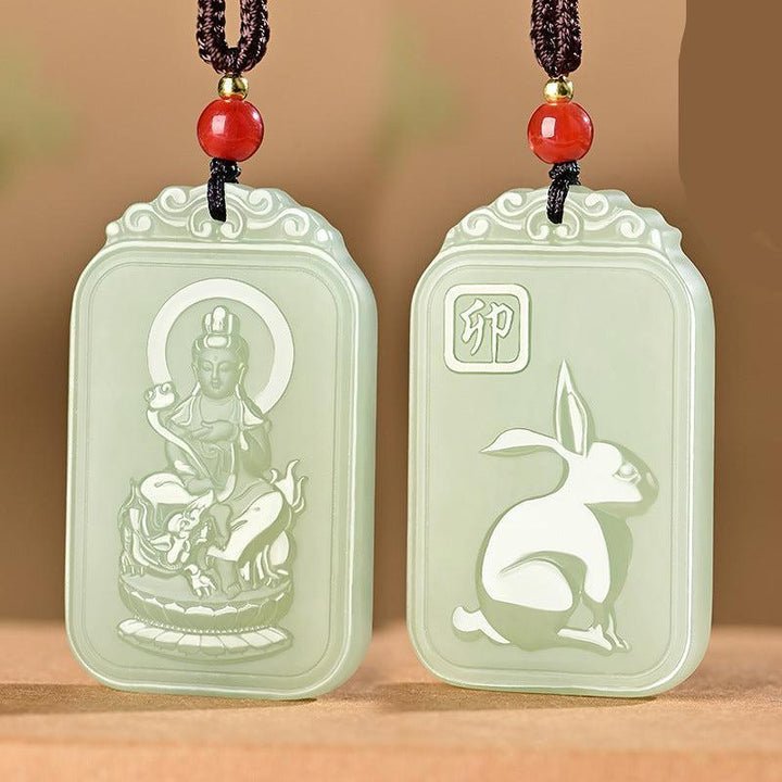 details of hetian jade pendant buddha of the chinese zodiac necklace