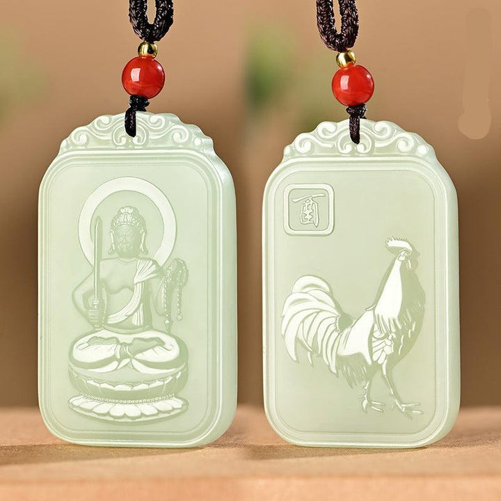 details of hetian jade pendant buddha of the chinese zodiac necklace