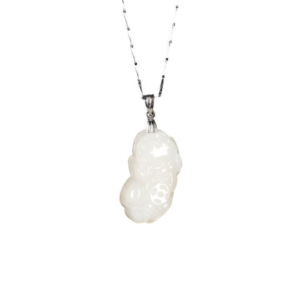 hetian jade pixiu pendant natural jade silver gold necklaces