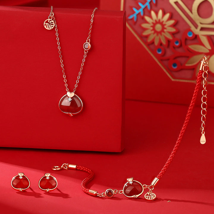 hetian jade year of the snake red agate balance and harmony bracelet necklace earrings